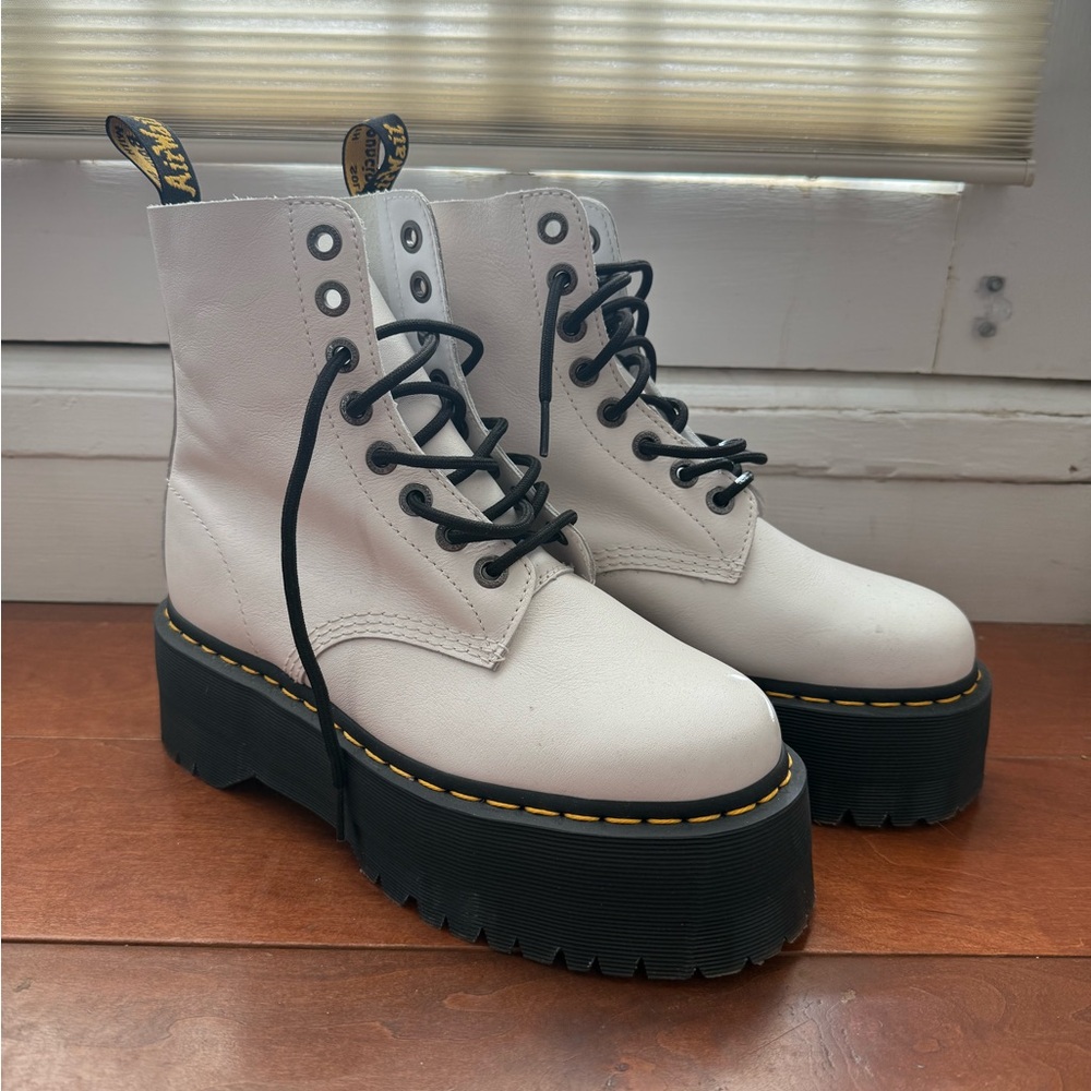 Dr. Martens White Combat Platform Boots